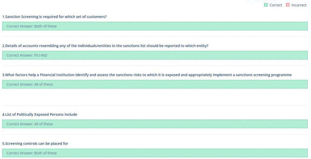 Introduction to Sanctions Screening Exam Question and Correct Answer