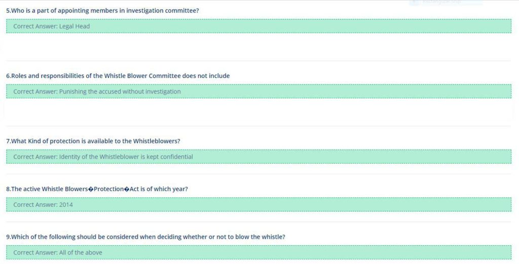 Whistleblower Exam Question and Correct Answer